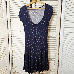 Urban Outfitters Navy Knit Dress With Strawberry Print Fit & Flare Mini Small